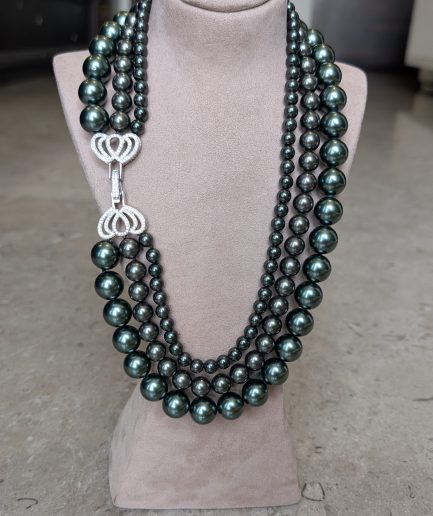 Triple Silver Slate Pearls